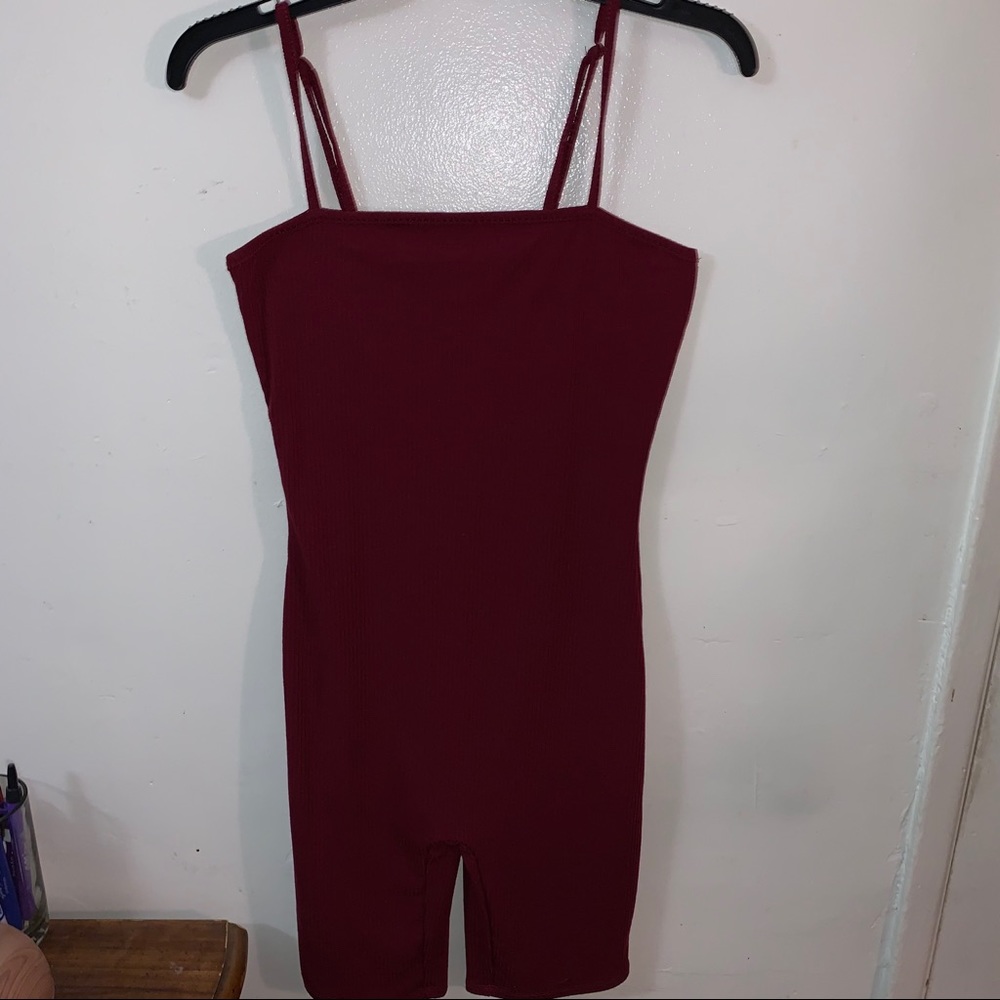 Burgundy romper with adjustable straps